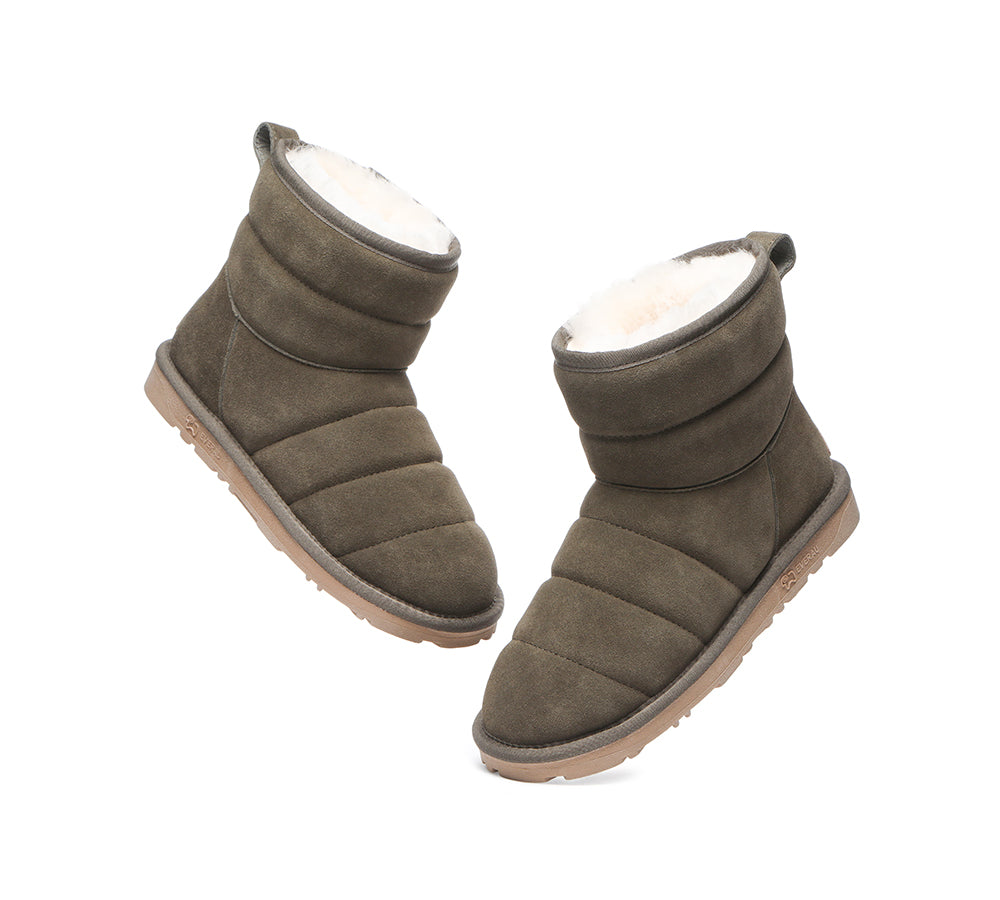 EVERAU Mini Sheepskin Boots Women Puffer