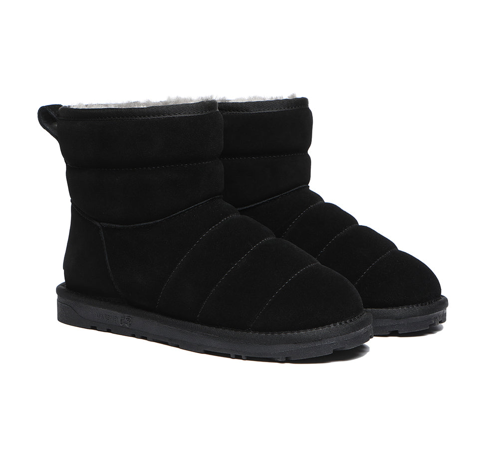 EVERAU Mini Sheepskin Boots Women Puffer