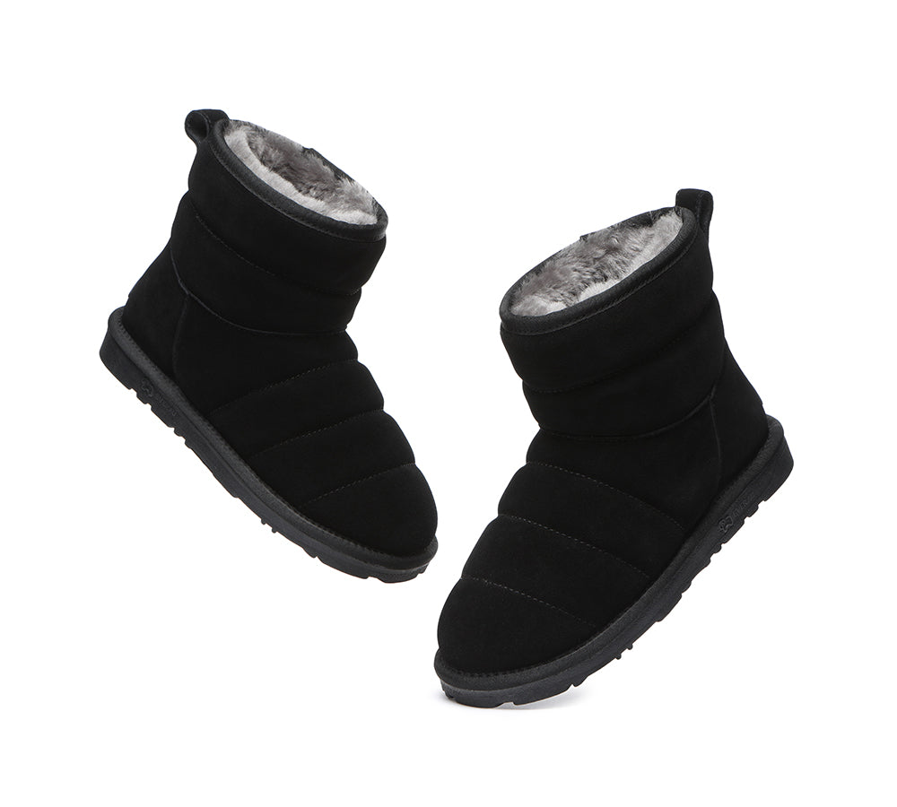 EVERAU Mini Sheepskin Boots Women Puffer