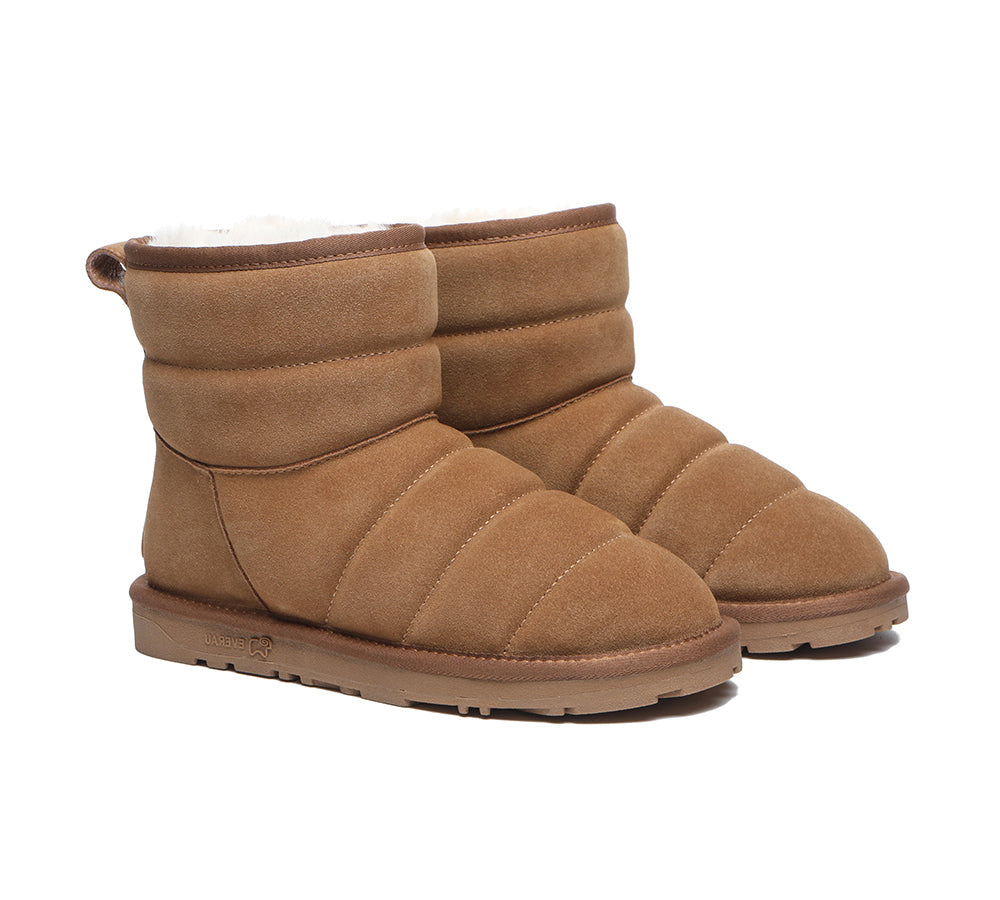 EVERAU Mini Sheepskin Boots Women Puffer