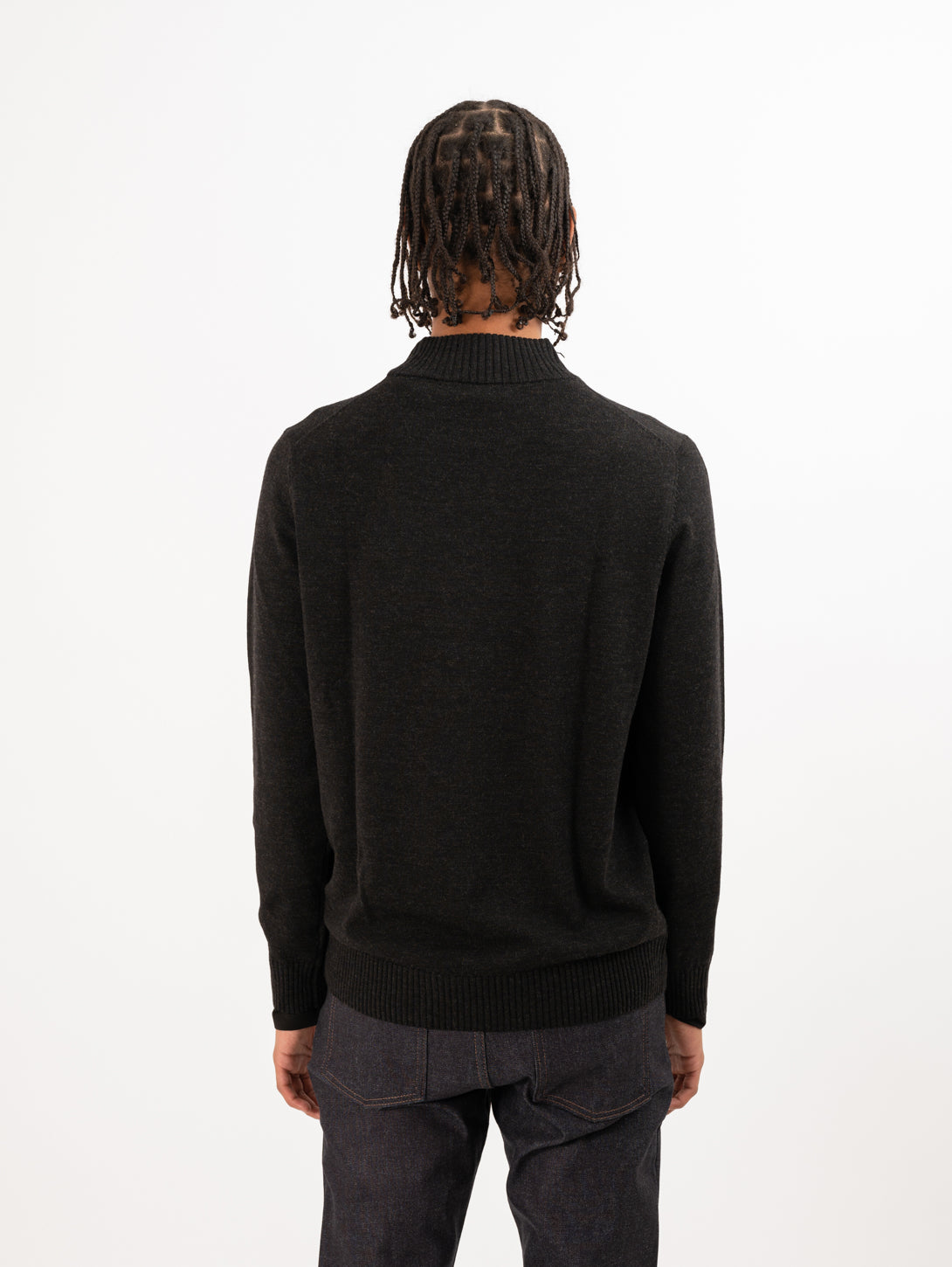 Extra-Fine Merino Mock Neck Sweater - Granite Melange