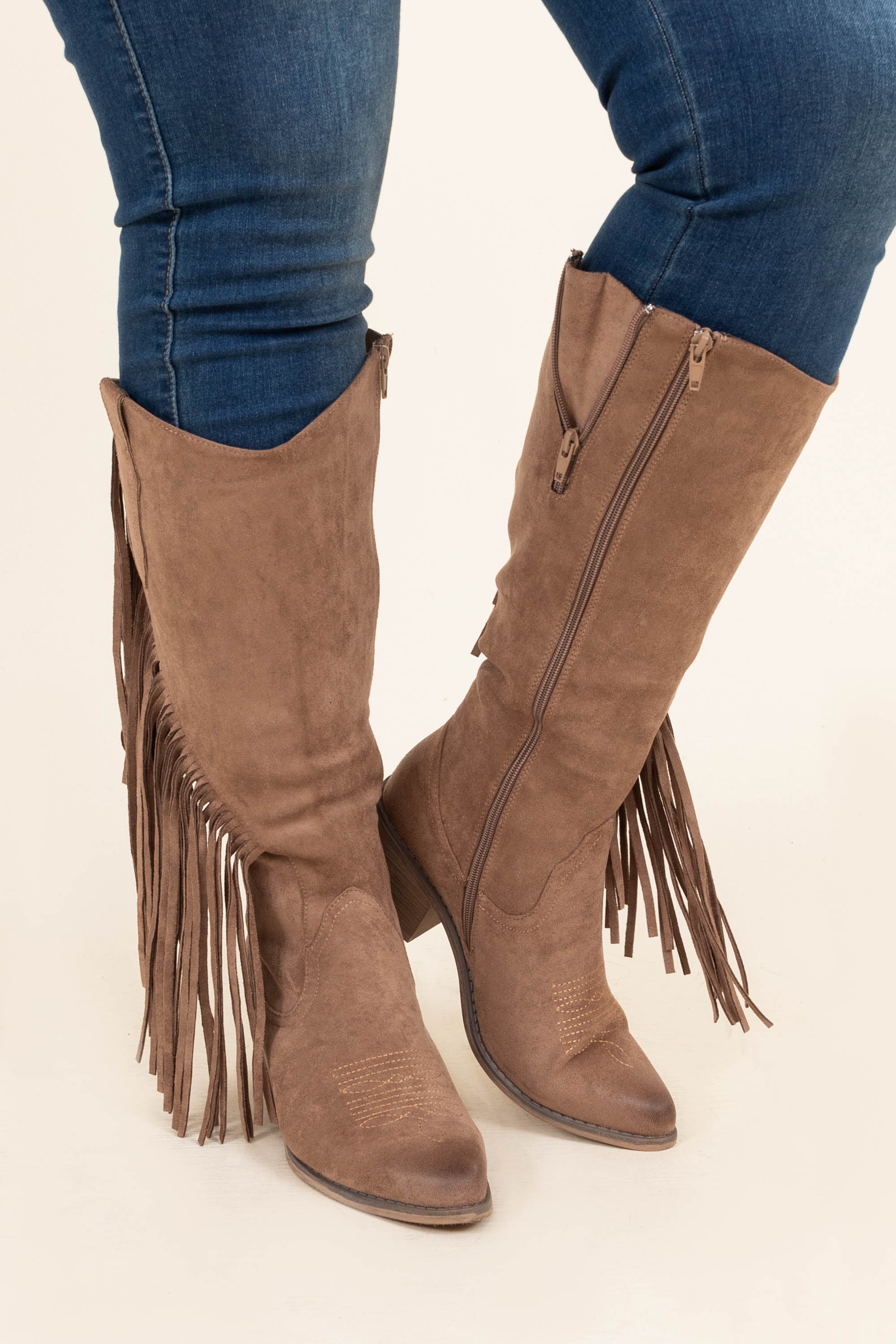 Finally Fringe Boots, Brown