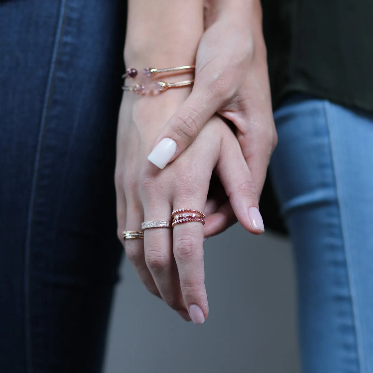 Five Diamond Beaded Ring