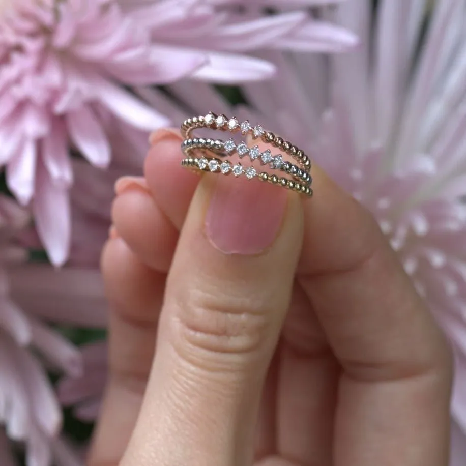 Five Diamond Beaded Ring