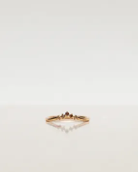 Five Diamond Triangle Ring with Chocolate and Champagne Diamond Gradient