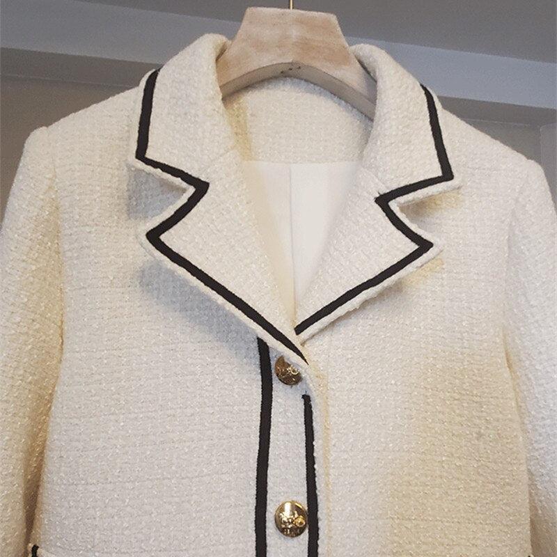 Flap Pocket Button Short Tweed Jacket Women