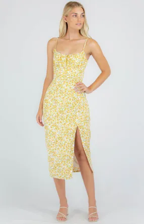 Floral Midi Dress with Side Split Hem (SDR933B) 