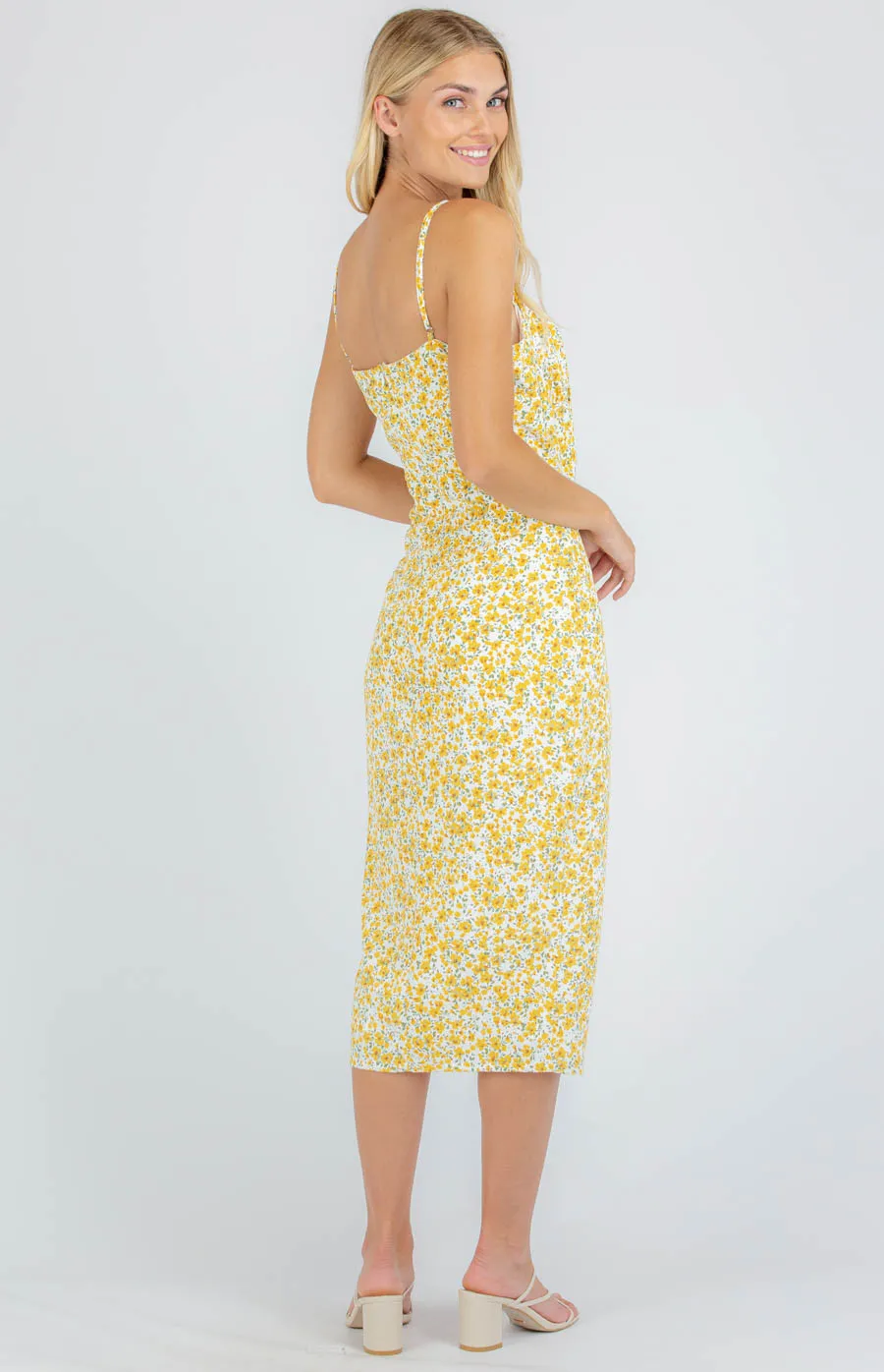 Floral Midi Dress with Side Split Hem (SDR933B) 