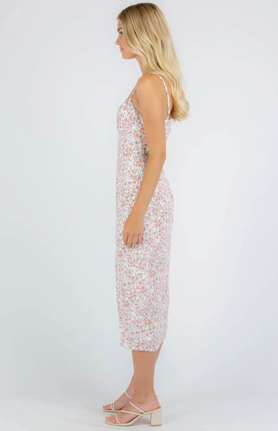 Floral Midi Dress with Side Split Hem (SDR933B) 