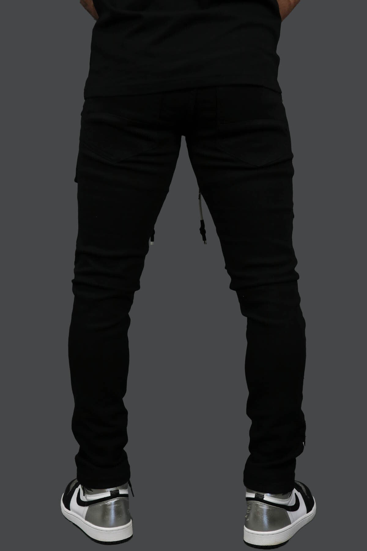 Fly High Custom Painted Cargo Denim Pants Motive Denim | Black |