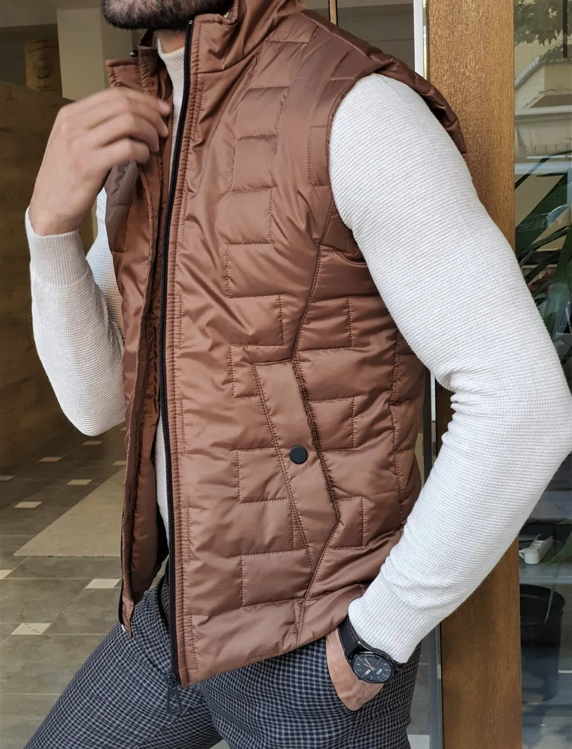 Forenzax Camel Slim Fit Puffer Jacket