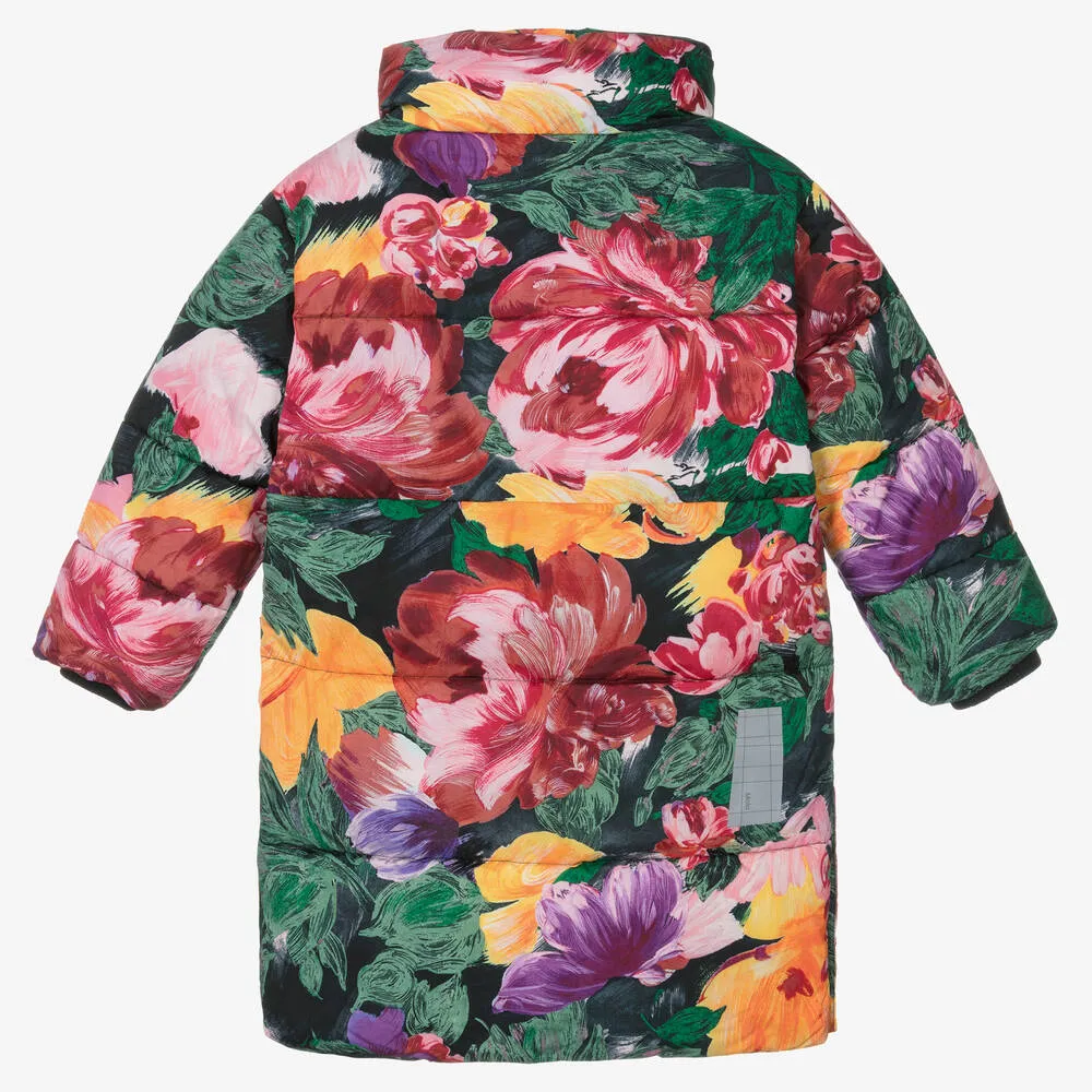 Girls Floral Puffer Coat