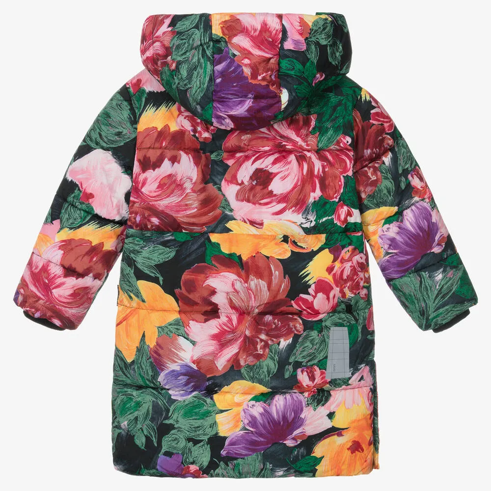 Girls Floral Puffer Coat