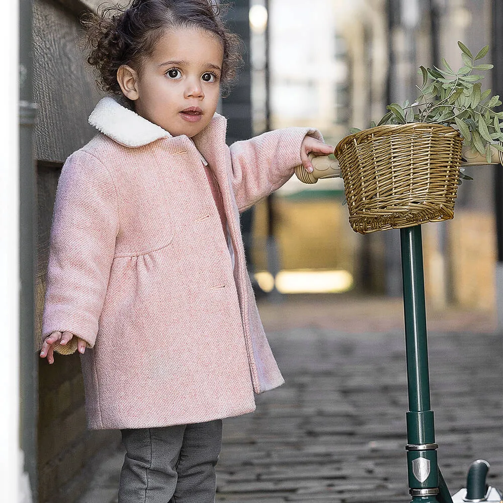 Girls Pink Collared Coat 