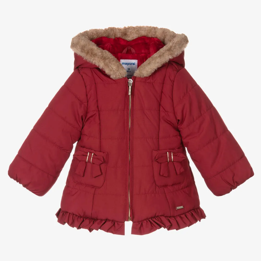 Girls Red Puffer Coat