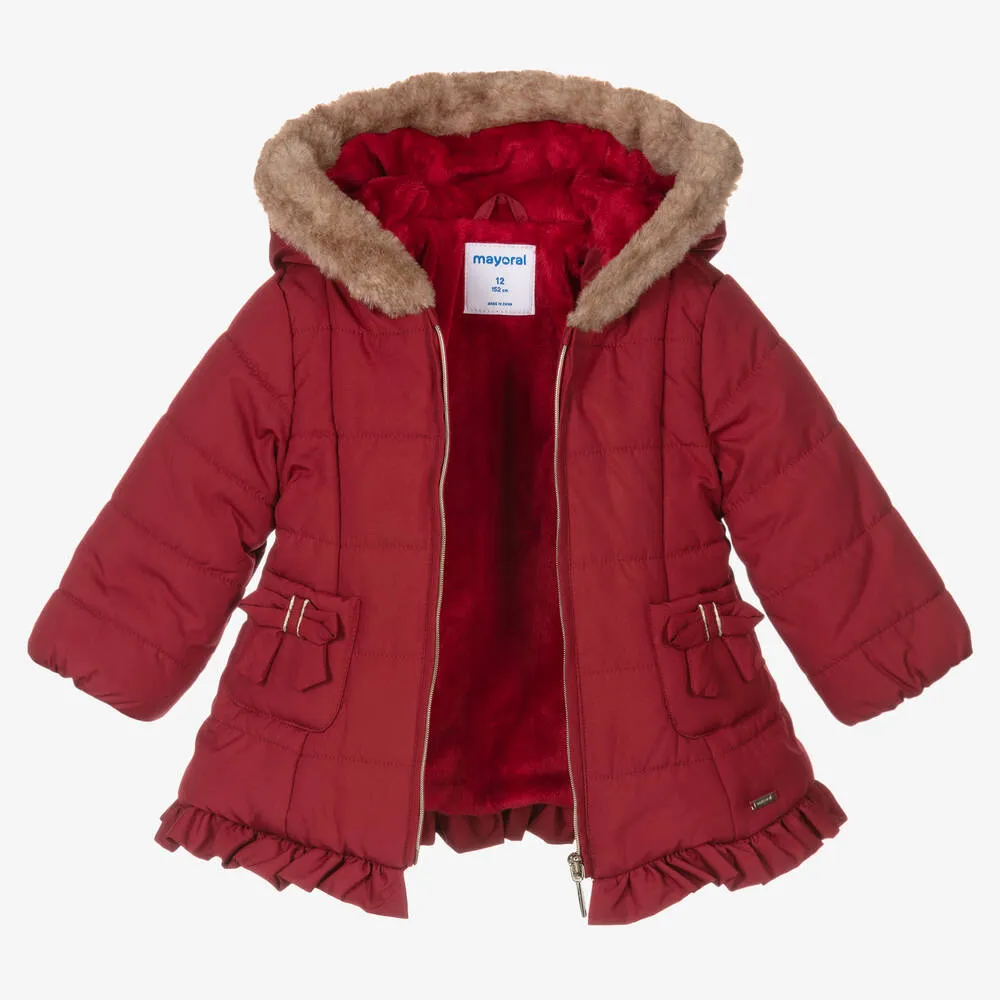 Girls Red Puffer Coat