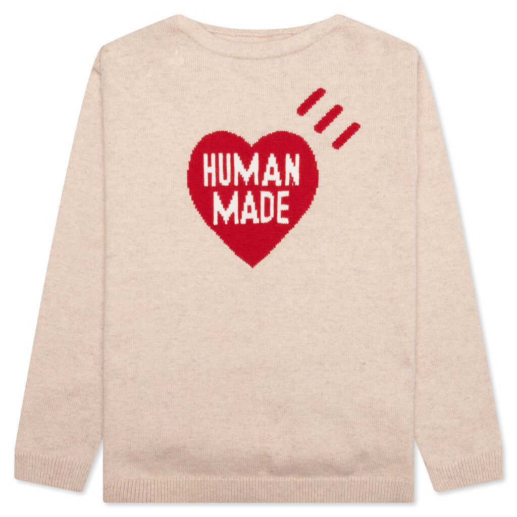 Heart Knit Sweater - Beige