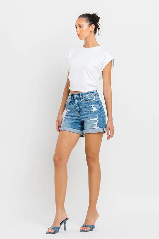 High Rise Double Cuff Shorts