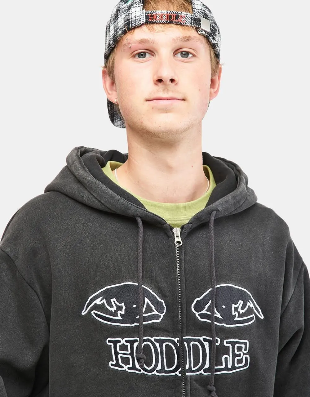 Hoddle Watcher Zip Hoodie - Over Dye/Black