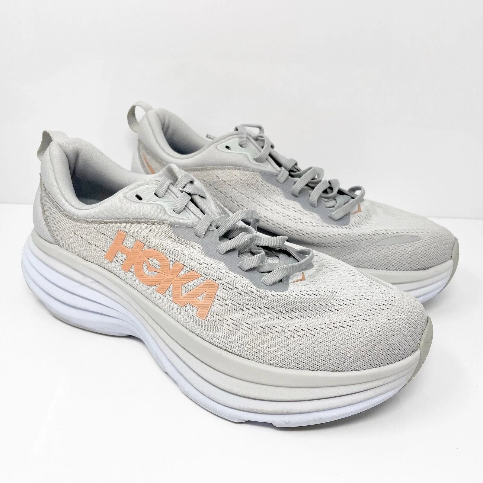 Hoka One One Womens Bondi 8 1127952 HMLR Gray Running Shoes Sneakers Size 9.5 B