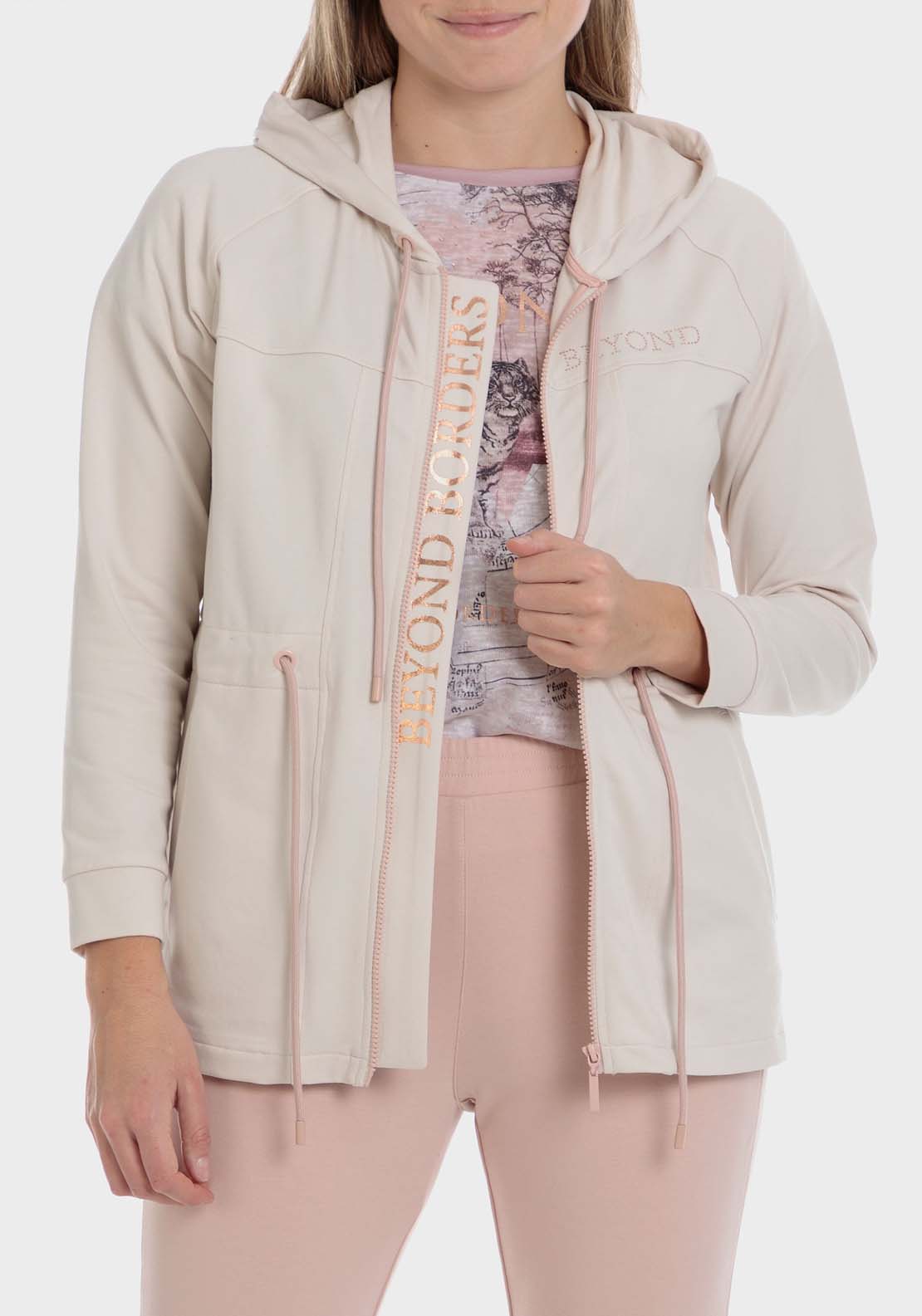 Hooded Sports Jacket - Beige