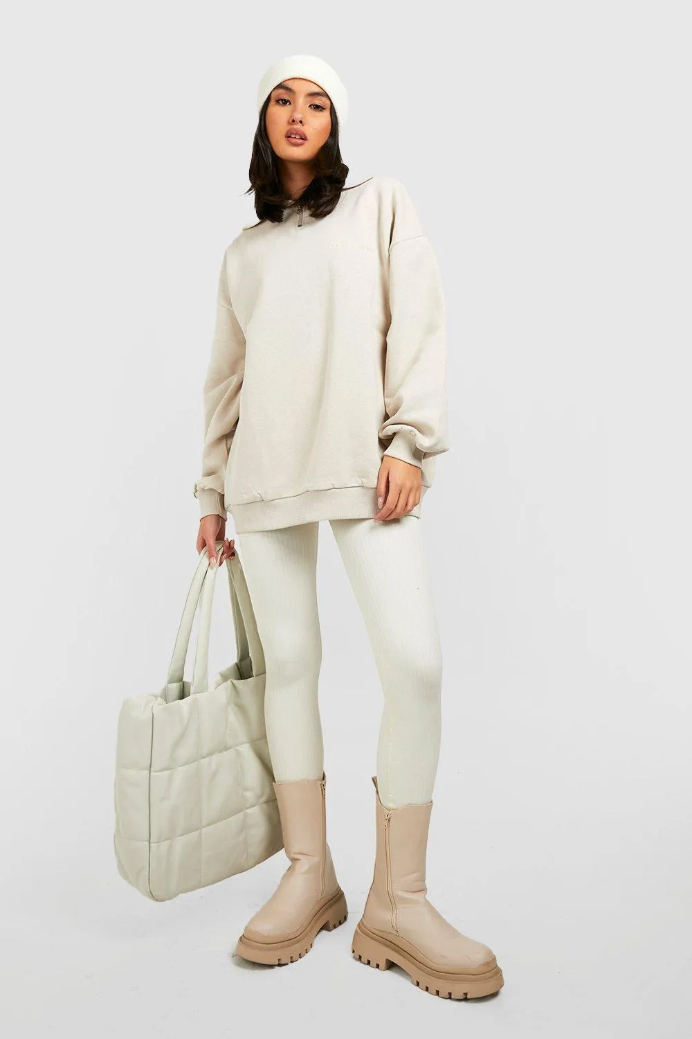 Hoodies & Sweatshirts | Half Zip Oversized Sweater | boohoo