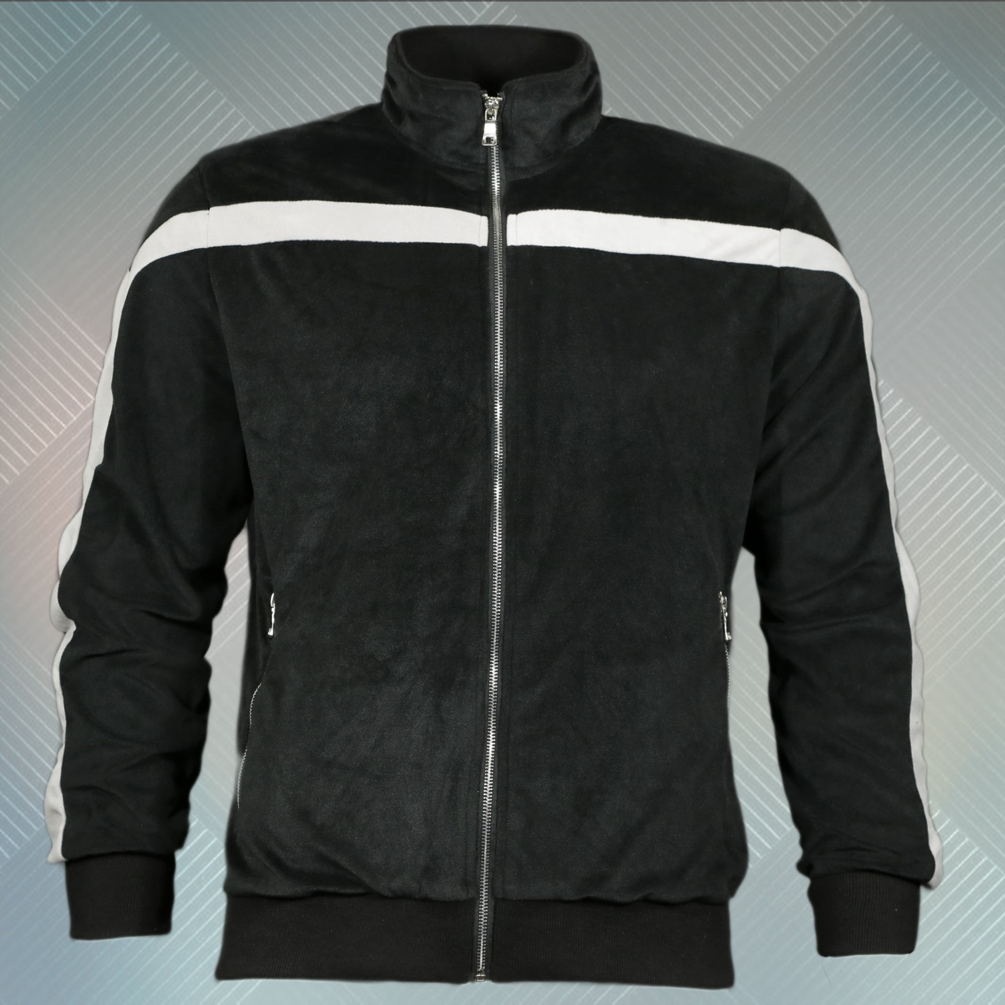 Italian Colorway Inspired Italian Fashion Black Gray Stripe Snake and Bees Velour Track Jacket