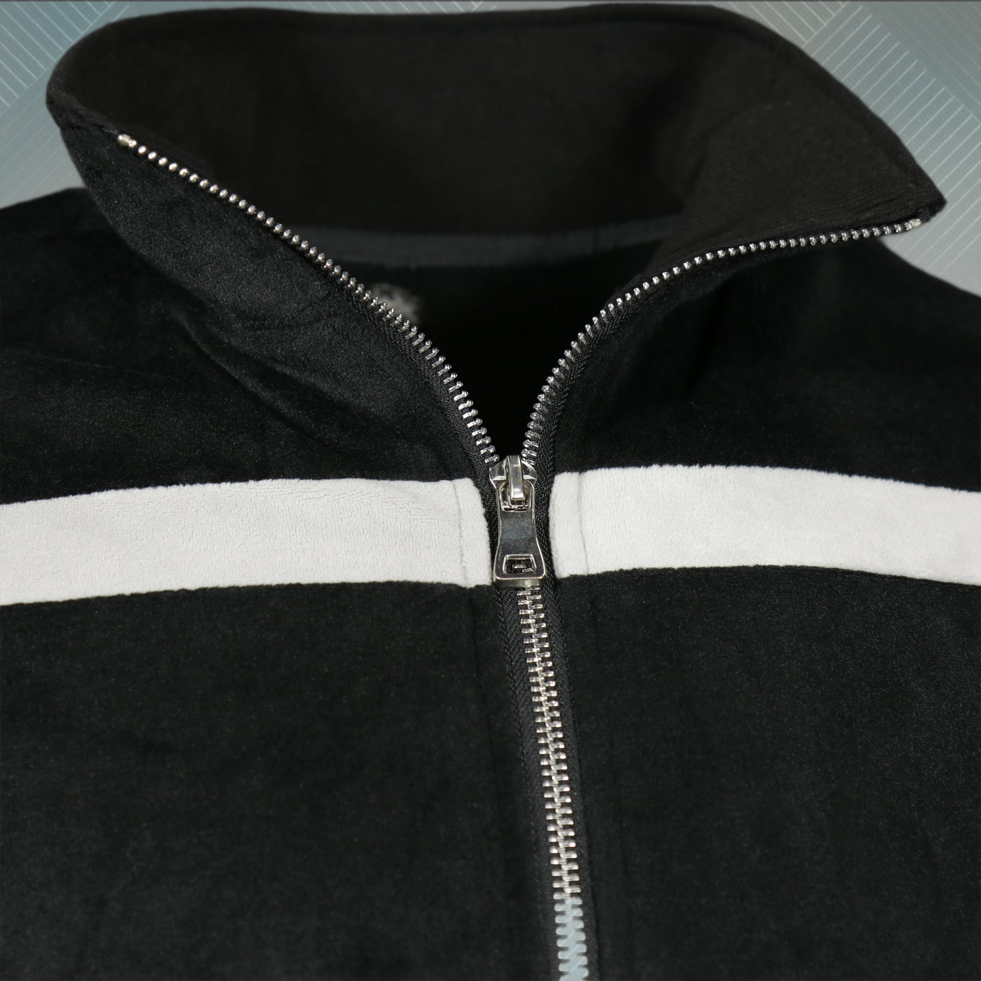 Italian Colorway Inspired Italian Fashion Black Gray Stripe Snake and Bees Velour Track Jacket