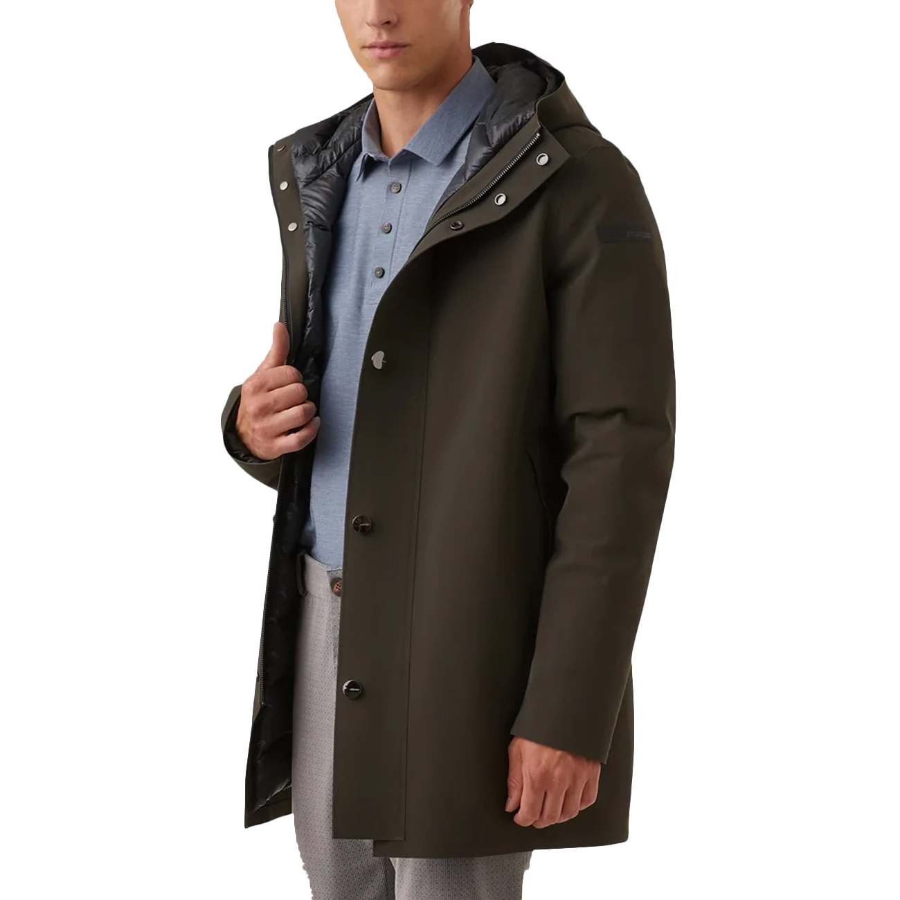 JACKET DOWN UNDER PARKA TAGLIO LASER Uomo Verde Militare