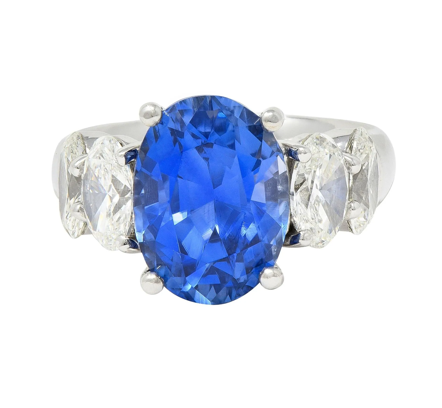 JB Star 7.15 CTW Ceylon Sapphire Diamond Platinum Five Stone Ring GIA