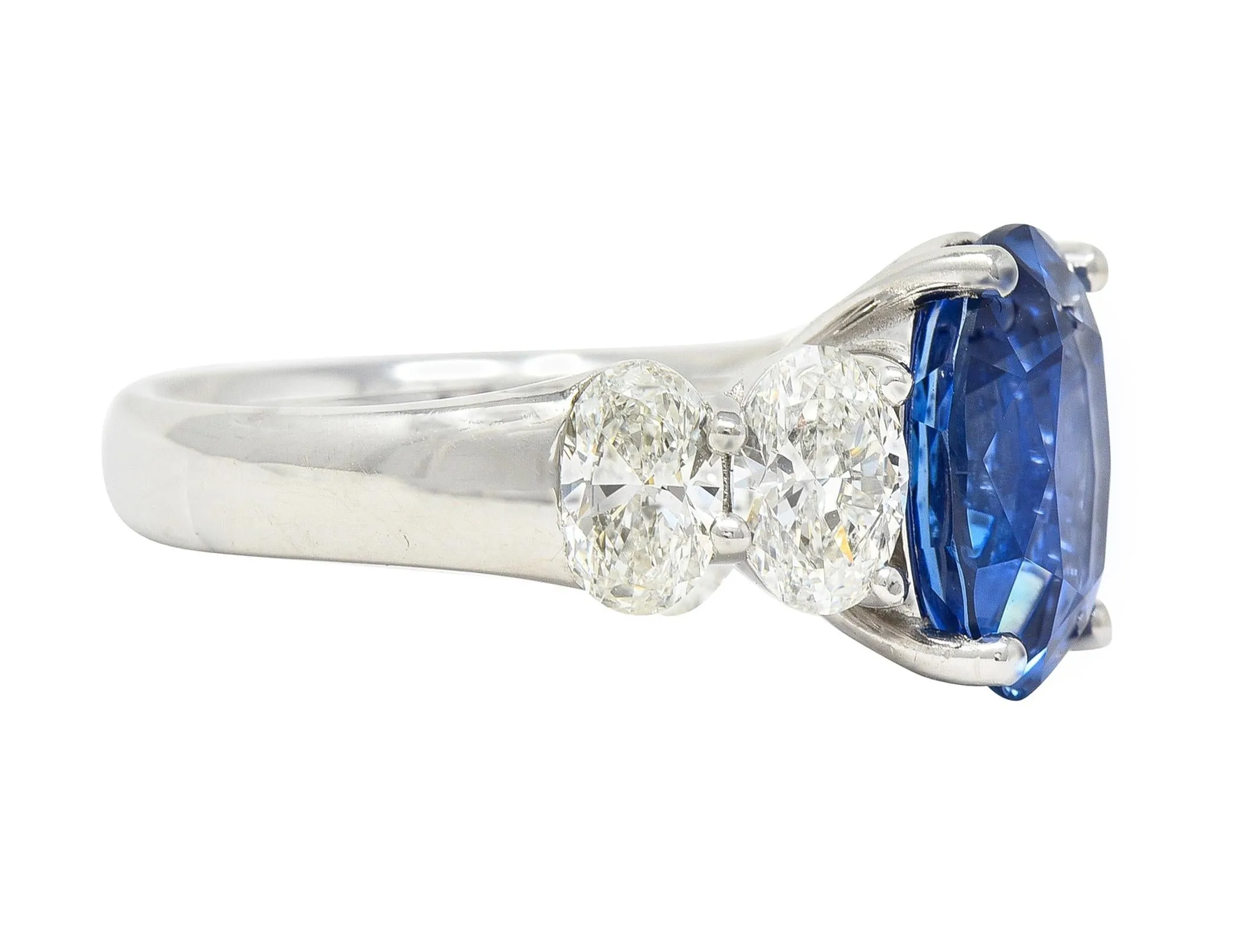 JB Star 7.15 CTW Ceylon Sapphire Diamond Platinum Five Stone Ring GIA