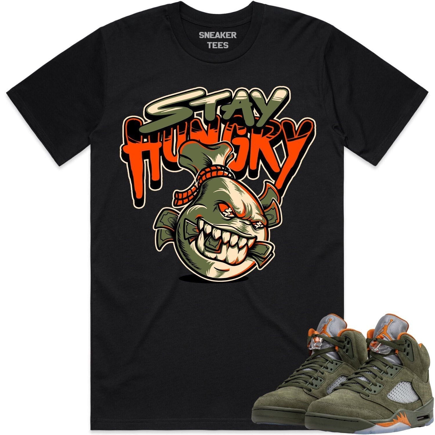 Jordan Retro 5 Olive 5s Shirt to Match - CELADON STAY HUNGRY