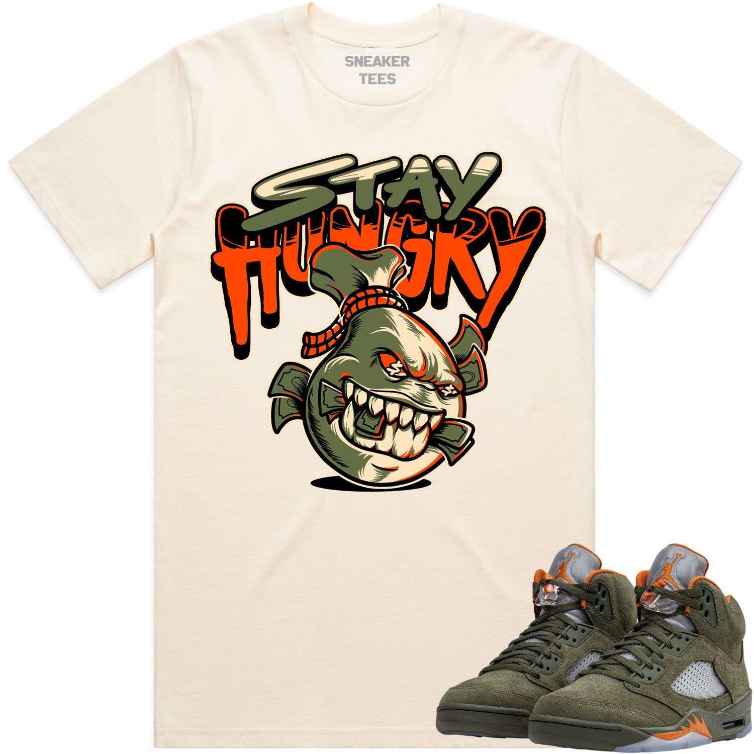 Jordan Retro 5 Olive 5s Shirt to Match - CELADON STAY HUNGRY