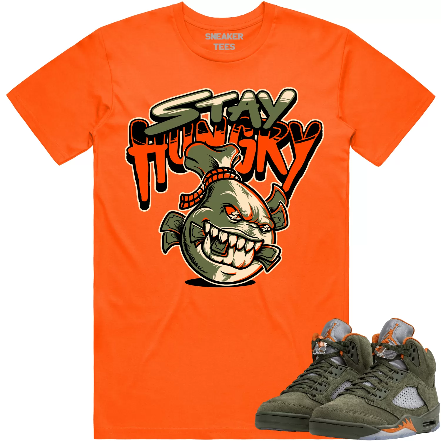 Jordan Retro 5 Olive 5s Shirt to Match - CELADON STAY HUNGRY