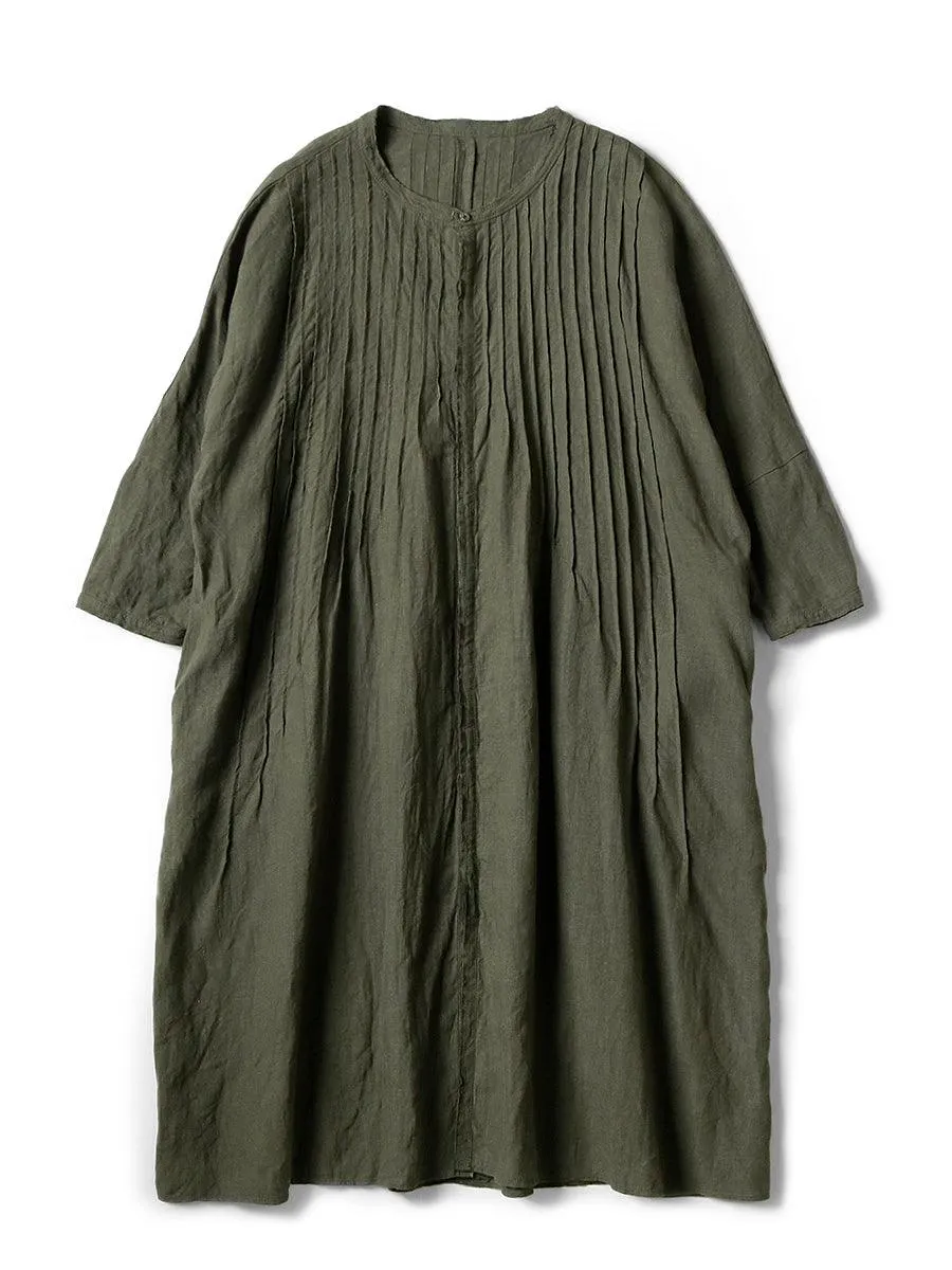 Kapital French linen pintucked O'Keefe dress