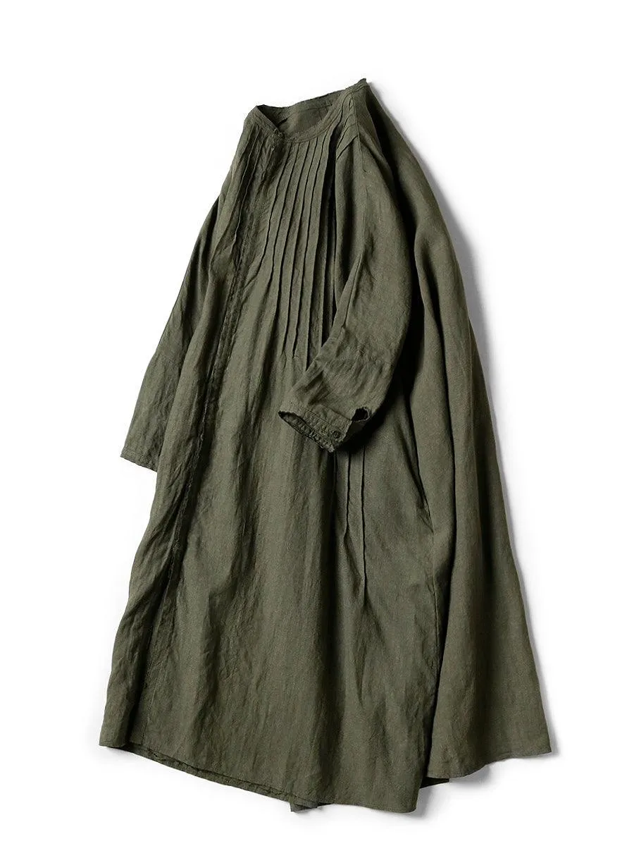 Kapital French linen pintucked O'Keefe dress