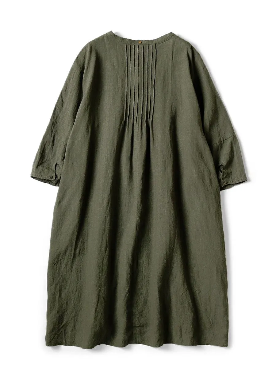 Kapital French linen pintucked O'Keefe dress