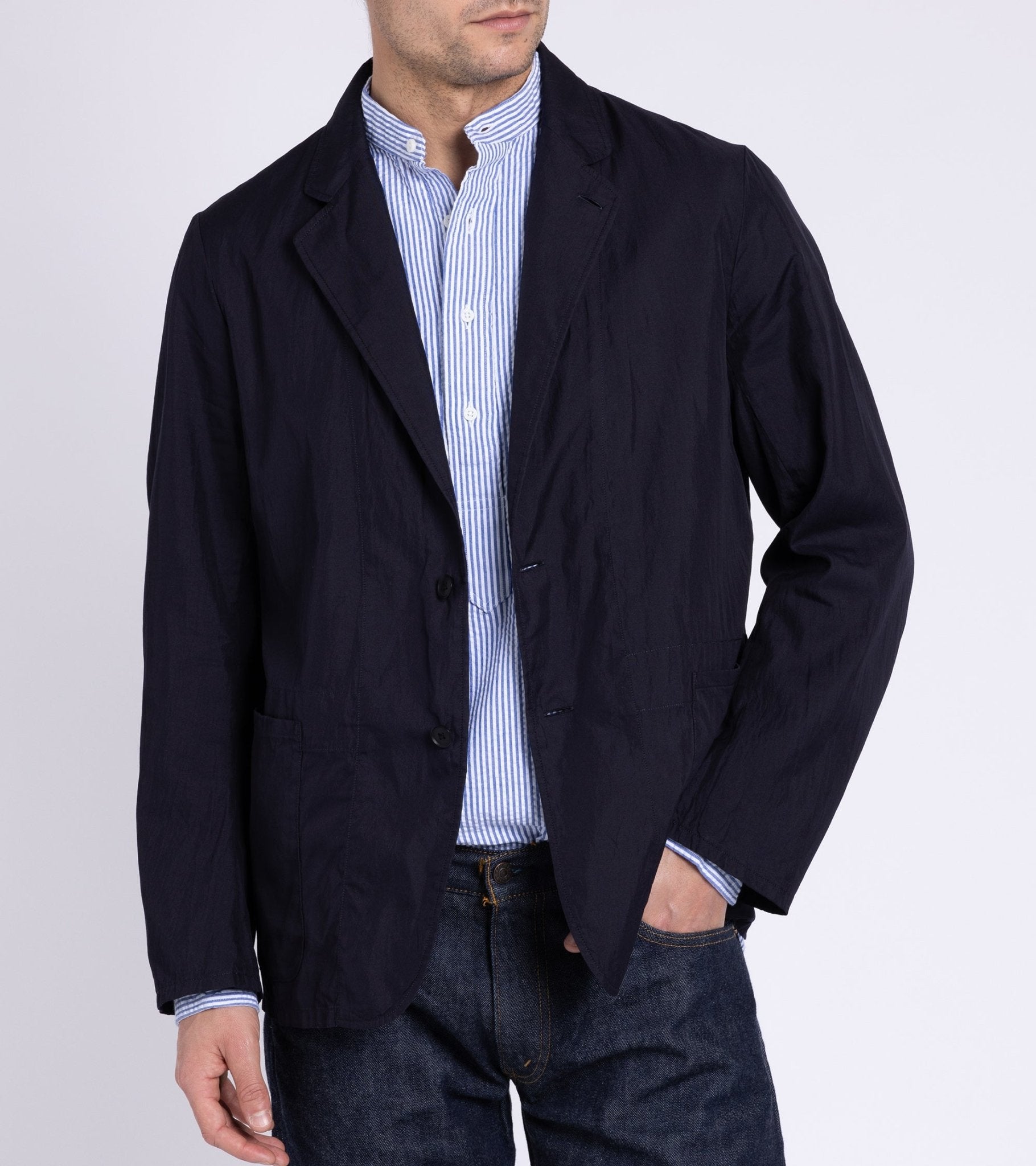 Kaptain Sunshine Cotton Silk Easy Jacket: Navy