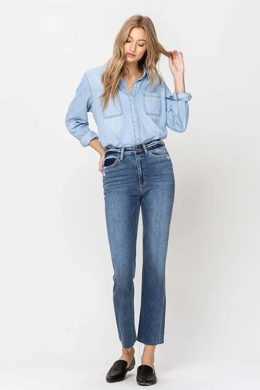 Katie High Rise Straight Ankle Denim