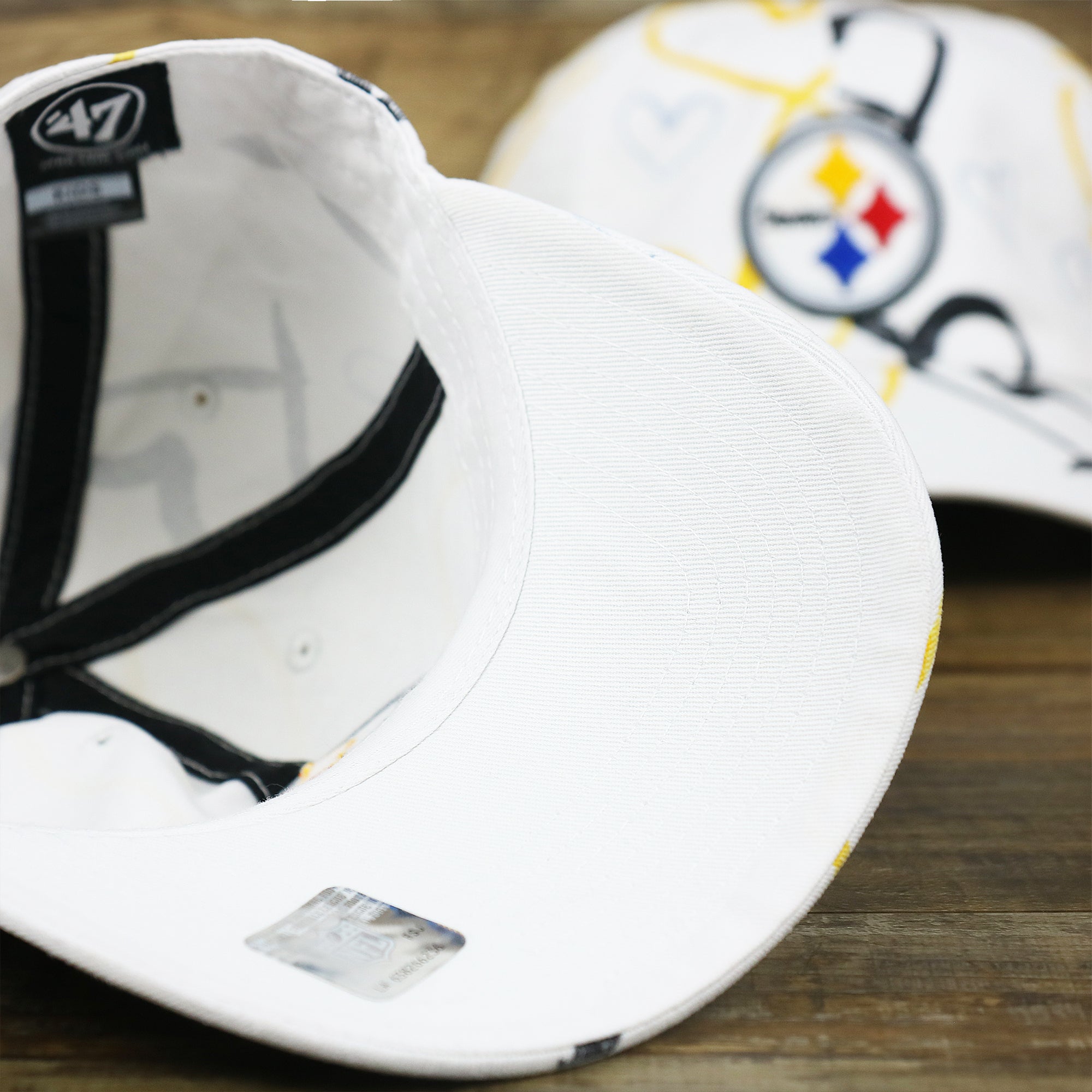 Kids Pittsburgh Steelers Hearts All Over Print Dad Hat | White Kid’s Dad Hat