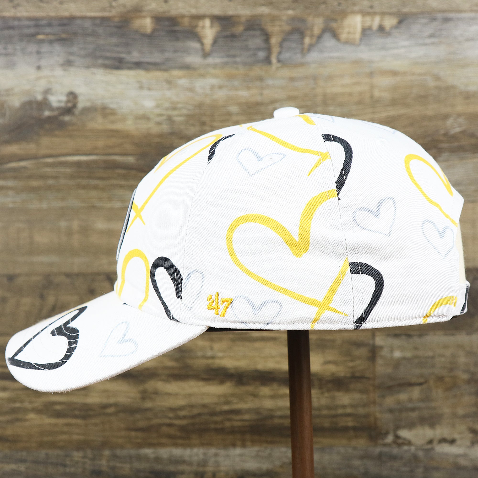 Kids Pittsburgh Steelers Hearts All Over Print Dad Hat | White Kid’s Dad Hat