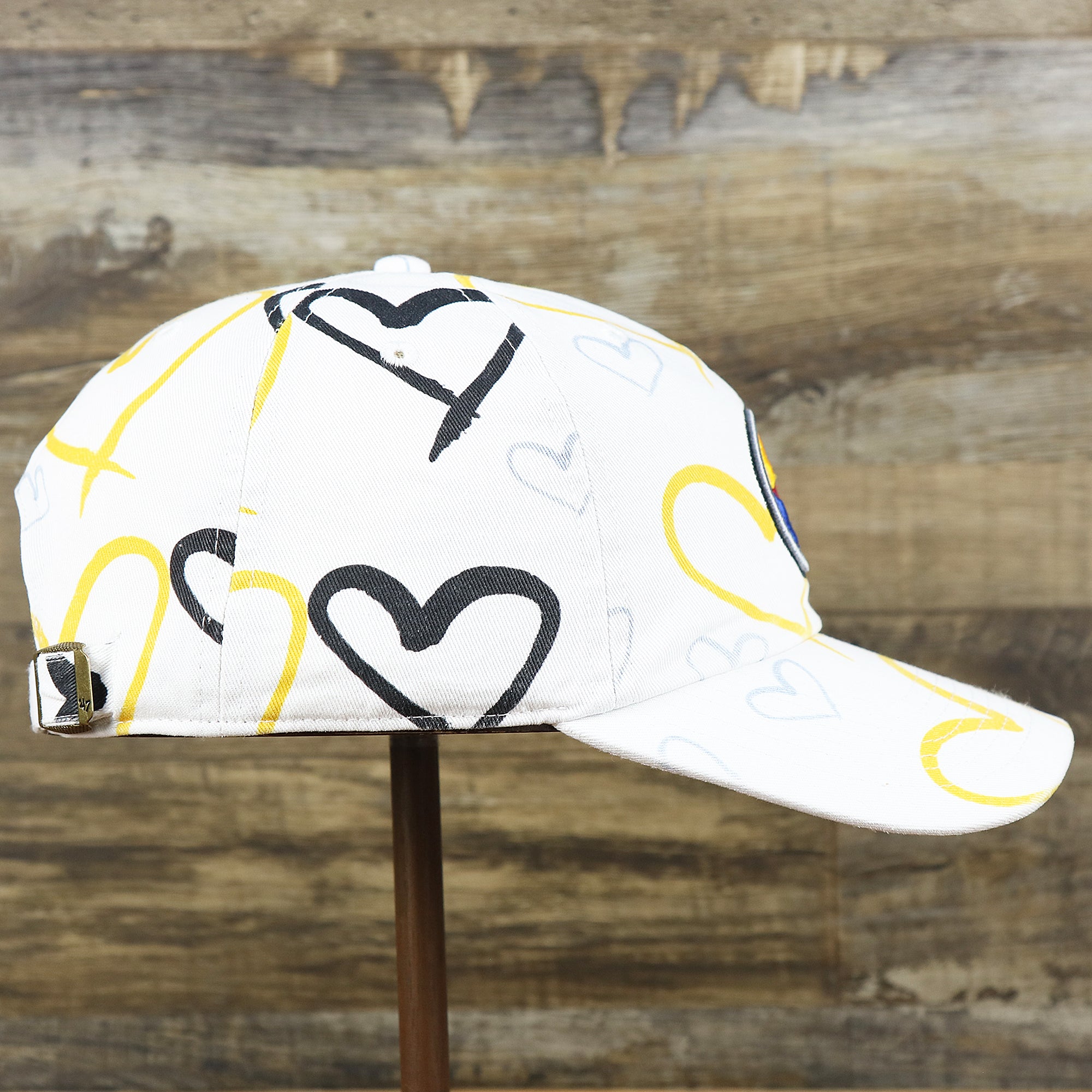 Kids Pittsburgh Steelers Hearts All Over Print Dad Hat | White Kid’s Dad Hat