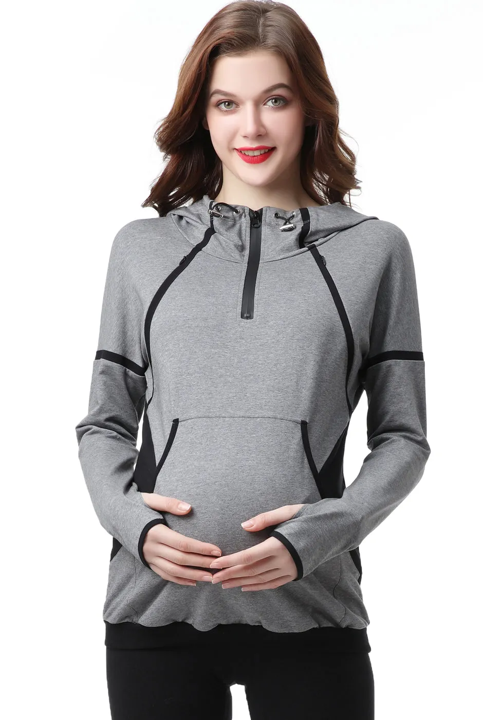 Kimi + Kai Maternity Dakota Colorblock Nursing Active Hoodie