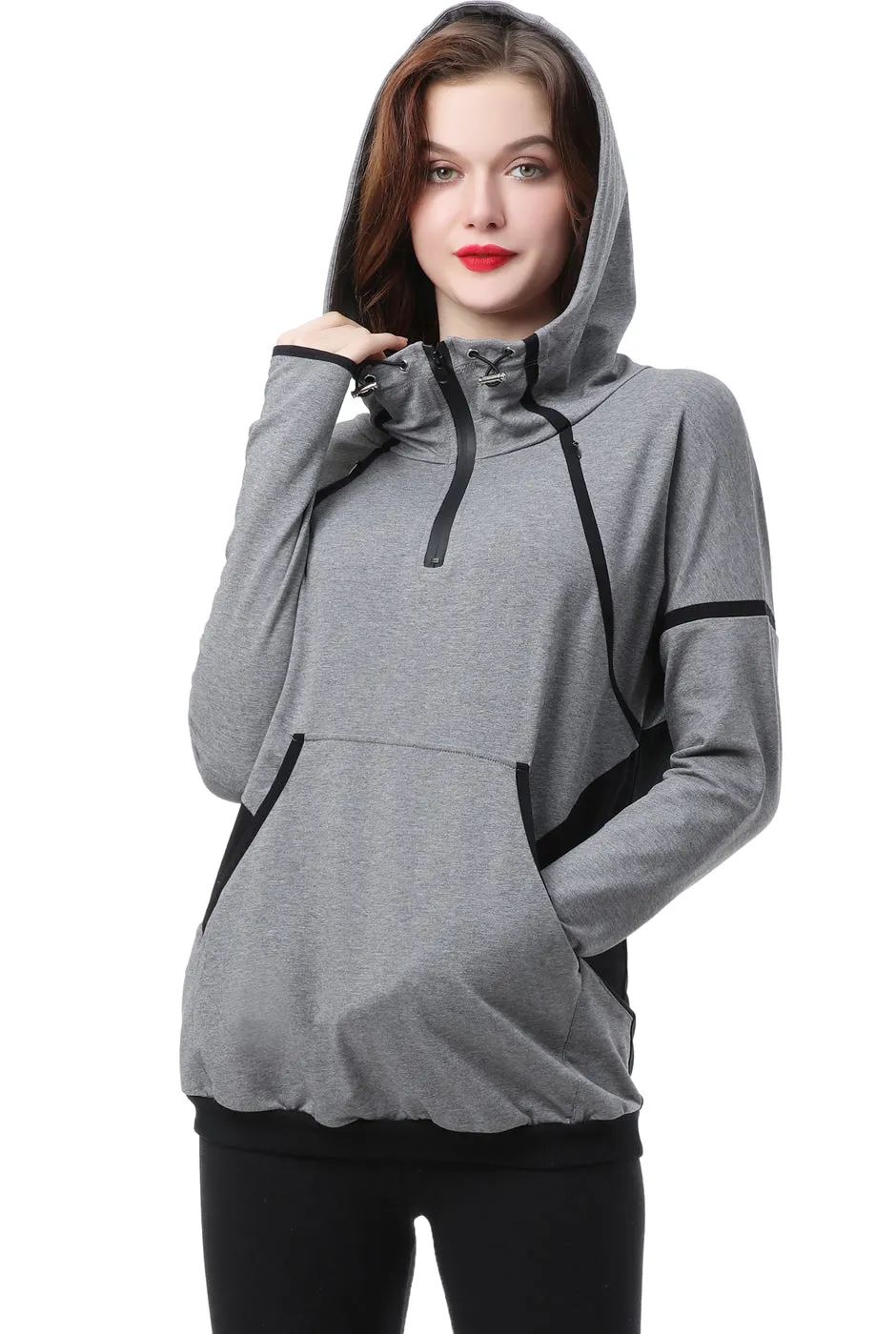 Kimi + Kai Maternity Dakota Colorblock Nursing Active Hoodie