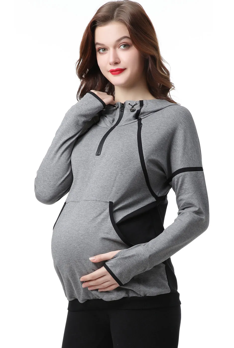 Kimi + Kai Maternity Dakota Colorblock Nursing Active Hoodie