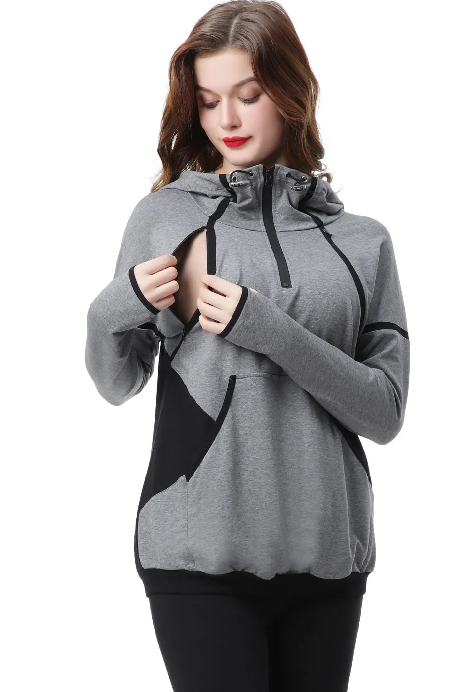 Kimi + Kai Maternity Dakota Colorblock Nursing Active Hoodie