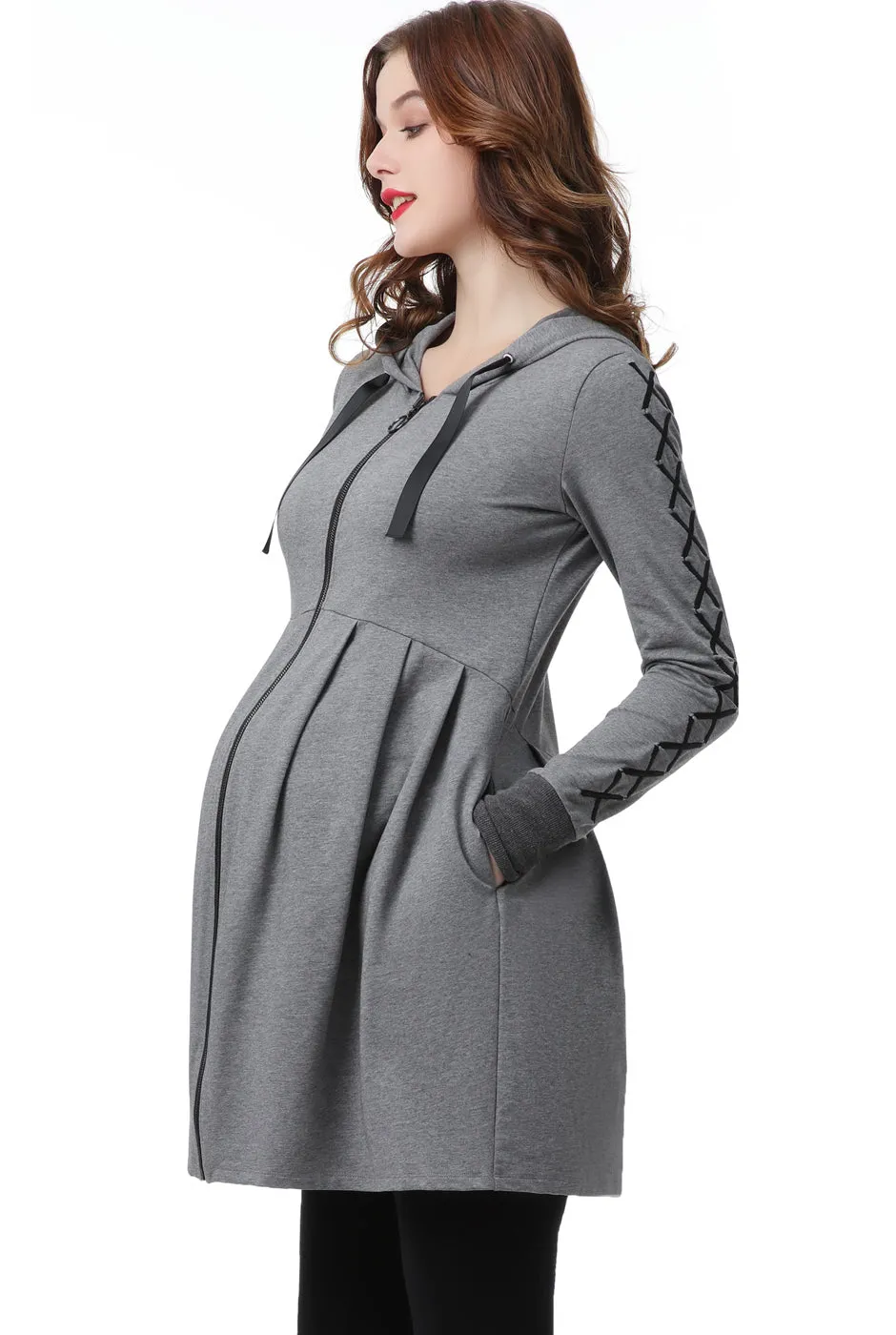 Kimi + Kai Maternity Malory Nursing Babydoll Hoodie