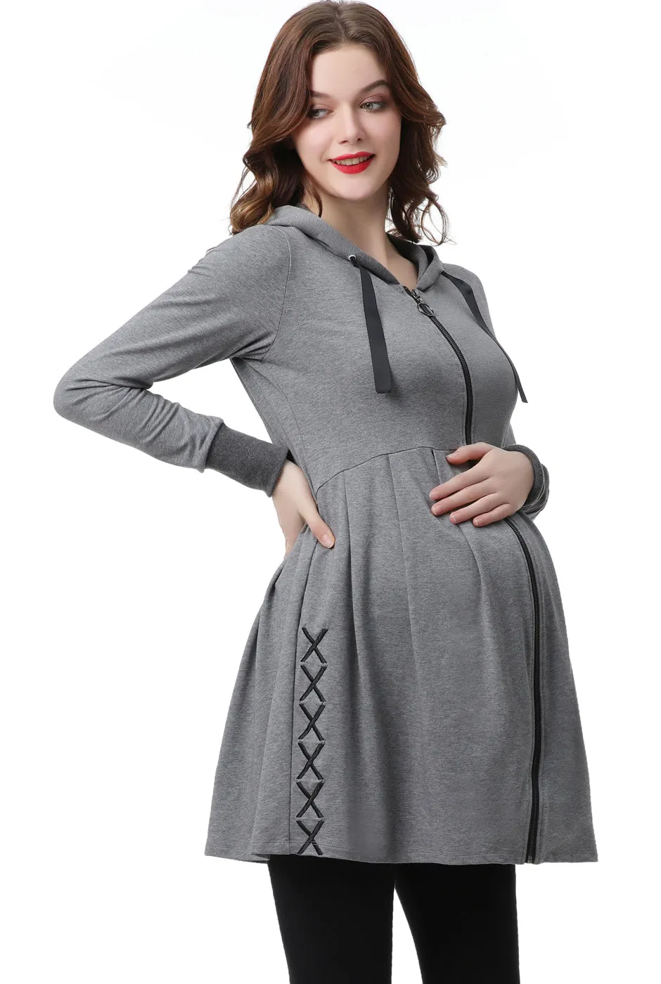 Kimi + Kai Maternity Malory Nursing Babydoll Hoodie