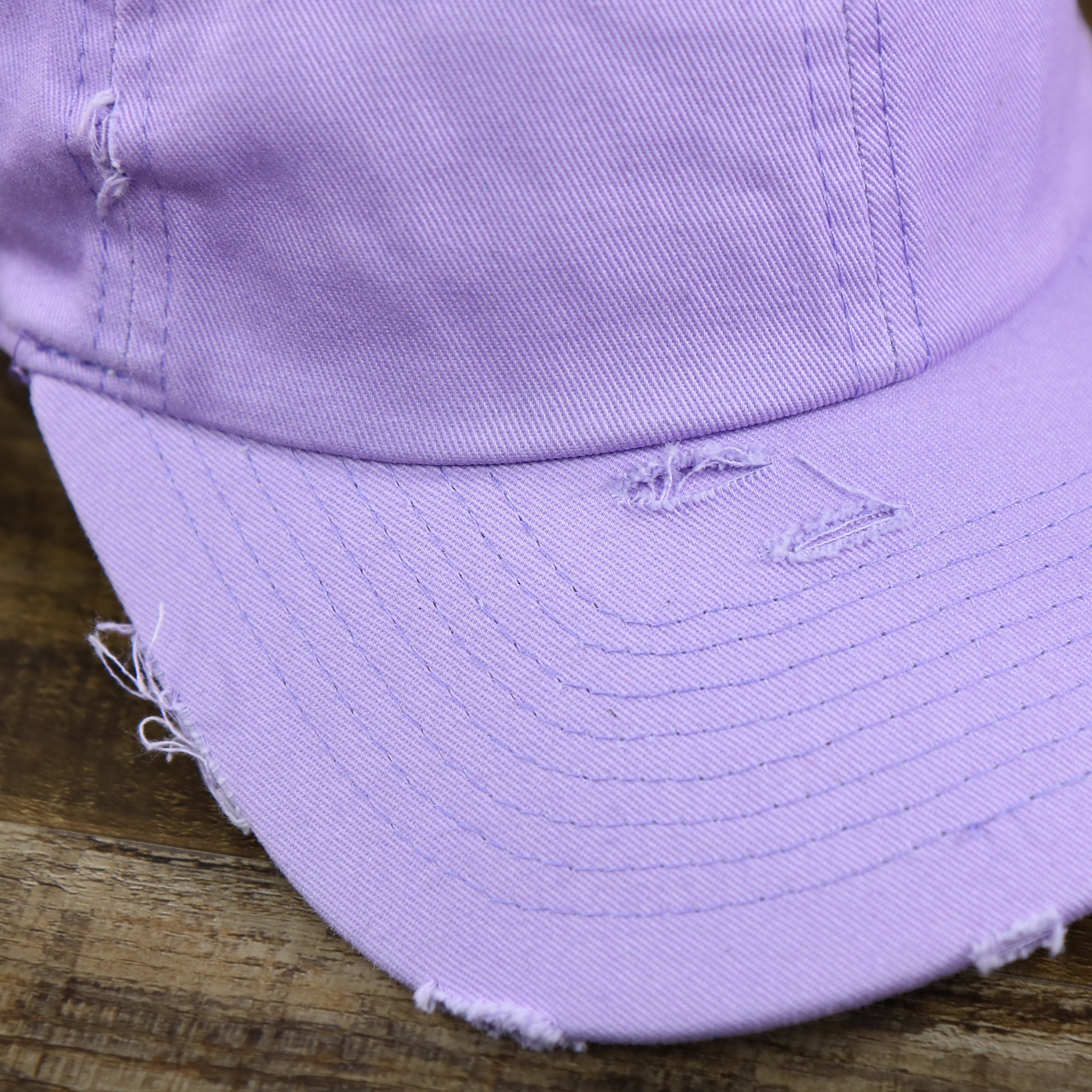 Lavender Flat Brim Distressed Blank Baseball Hat | Light Purple Dad Hat