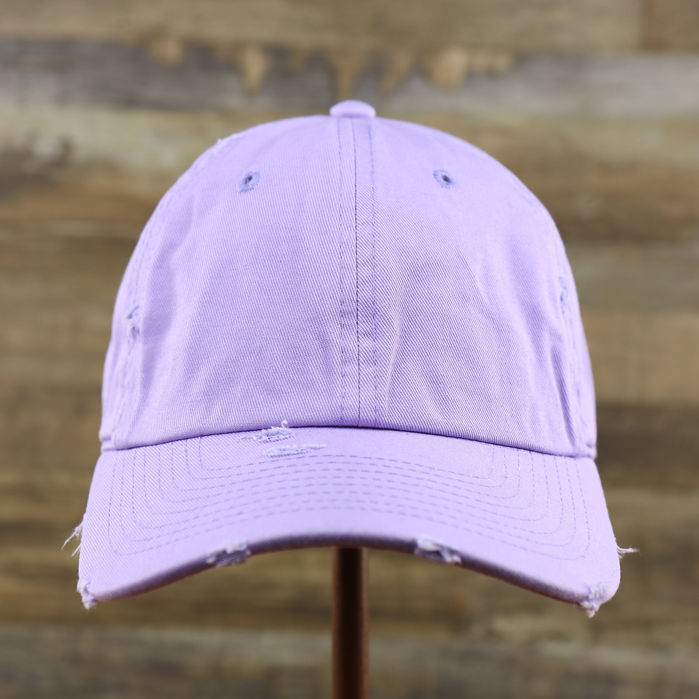 Lavender Flat Brim Distressed Blank Baseball Hat | Light Purple Dad Hat